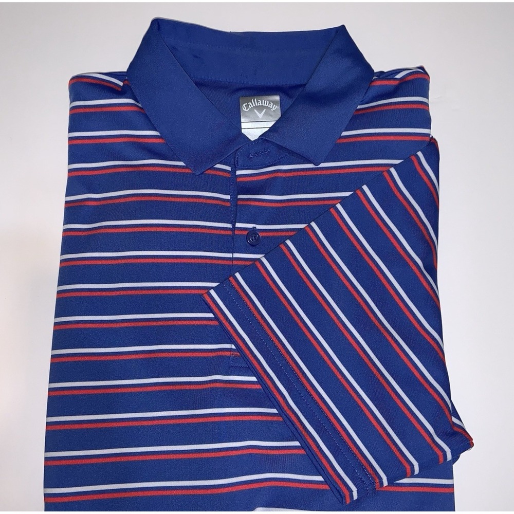 Calloway Blue Striped Golf Shirt‎ Size Large L Casual Preppy Y2K Polo Classic
